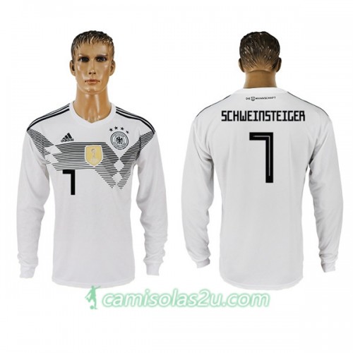 Camisolas de Futebol Alemanha Schweinsteiger 7 Equipamento Principal Copa do Mundo 2018 Manga Comprida Camisolas de Futebol Alemanha Schweinsteiger 7 Equipamento Principal Copa do Mundo 2018 Manga Comprida